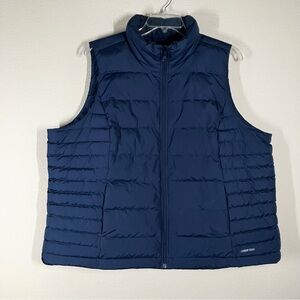LANDS' END Plus Size Down Puffer Vest Zip Pockets Blue Outdoor Winter Travel